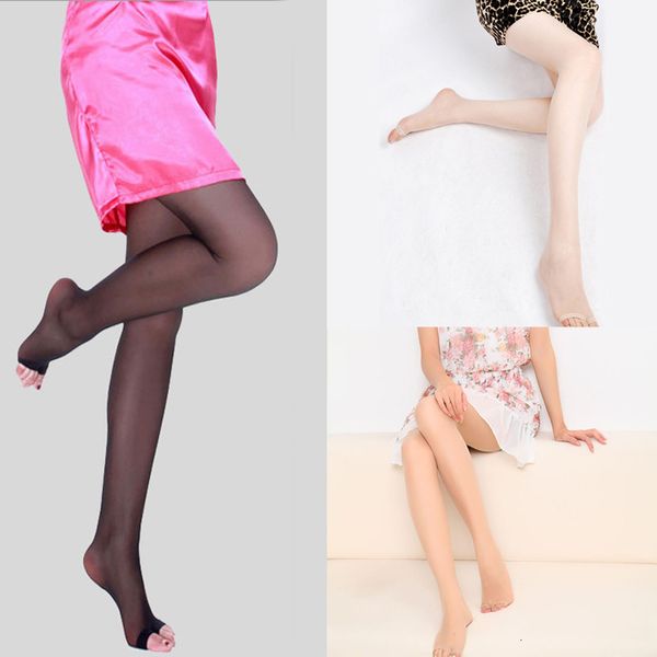 

ultra-thin tights pantyhose for women open toe sheer hosiery toeless stockings peep-toe pump, Black;white