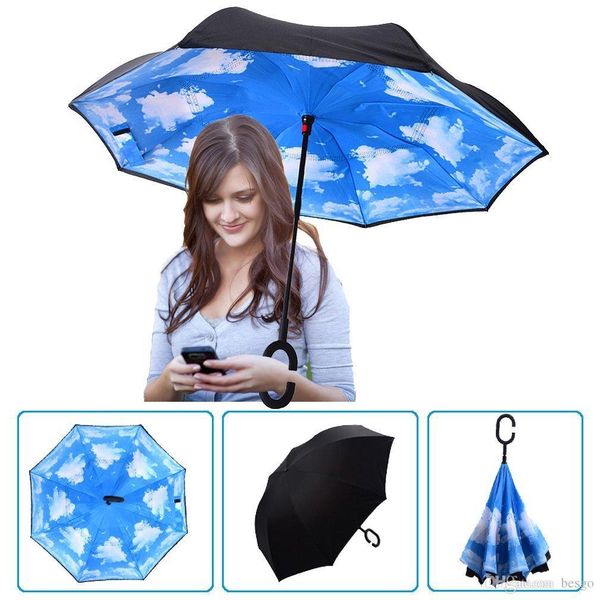 

waterproof reverse folding umbrella custom logo creative foldable c-type umbrella windproof sun protection portable umbrella dh0620 t03