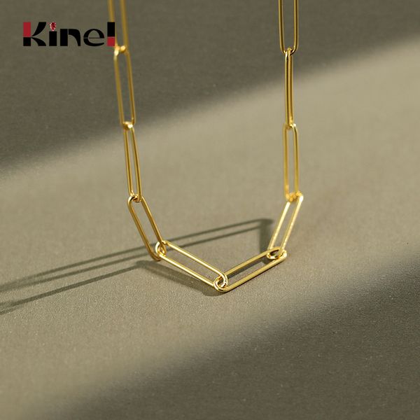 

kinel classic s925 sterling silver gold silver link chain necklaces for women 925 silver choker necklace fine jewelry