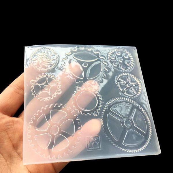 

new steampunk gears confeitaria silicone designer uv resin plaster concrete molds betonform molde para cemento clay mold wmtgio bdesybag, Black