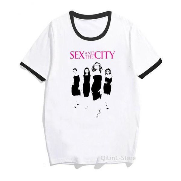 

vogue and the city t-shirt women clothes 2020 vintage t shirt graphic ringer tees haut femme summer womens shirt streetwear, White