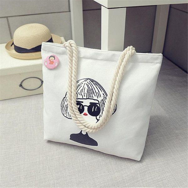 

fashion canvas bags reusable packaging shopping cartoon pattern tote bags