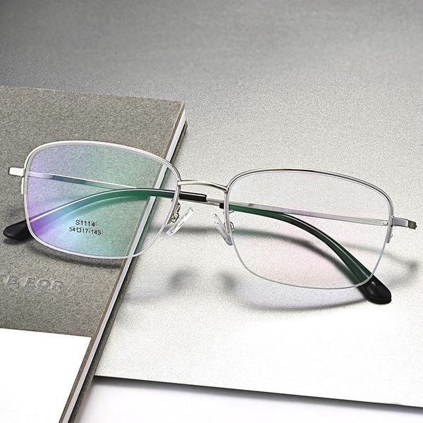 

alloy frame glasses men business style half rim eye glasses new arrival optical spectacles with spring hinges, Black