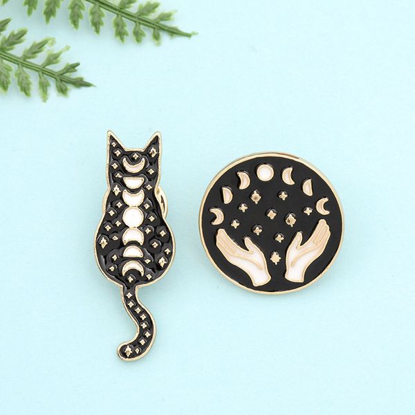 

cartoon total lunar eclipse brooch pins funny enamel brooches for girls gift jewelry badges bag clothes accessories shirt pin, Gray