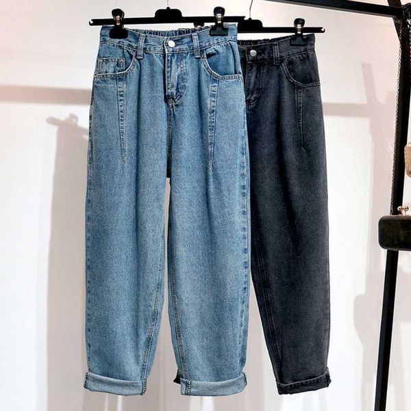 

jeans woman high waist plus size loose zipper full length female harem pants1, Blue