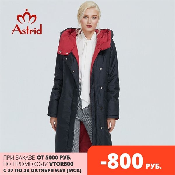 

astrid winter jacket women contrast color long thick cotton clothing with cap and zipper warm coat women parka at-6703 201031, Black