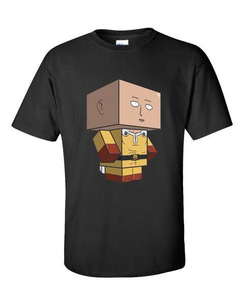

sport casual printing tee saitama cube one punch man cartoon short sleeve black t-shirt cotton 100% summer t-shirt