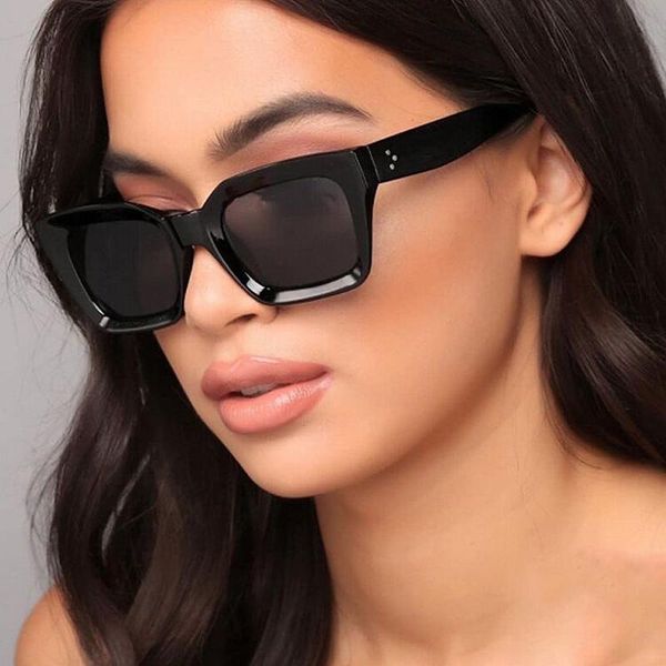 

sunglasses brand designer square women luxury plastic small frame sun glasses male female gradient mirror retro, White;black