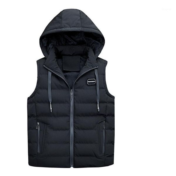 

2018 new fashion autumn winter sleeveless jacket for men thick warm hooded male winter vest mens work vests waistcoat1, Black;white