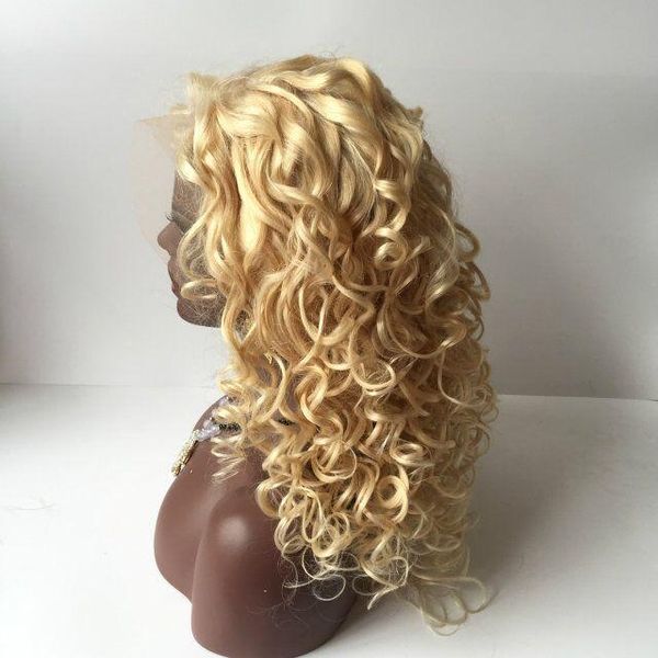 

150% density lightest blonde human hair wig blonde full lace wig loose wave blonde #613 lace front wigs, Black;brown