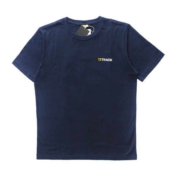 

17track summer short sleeve t-shirt navy blue fashion cotton tee casual round-neck for men & women m-4xl, White;black