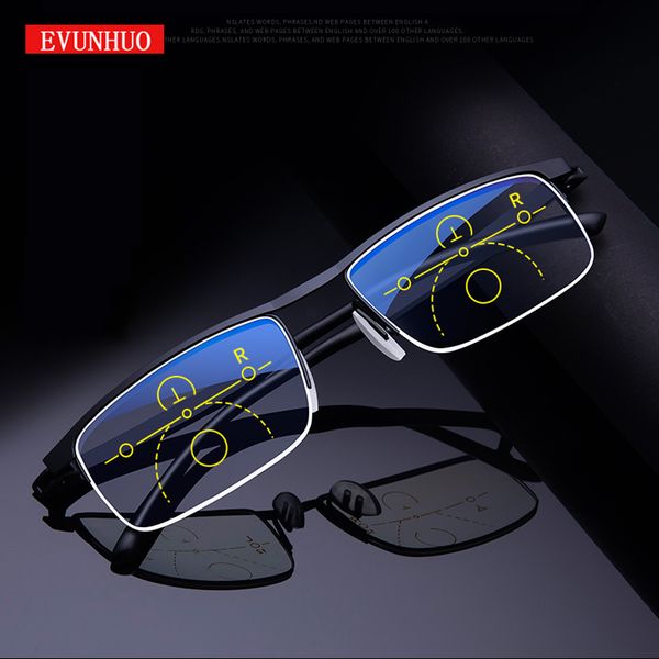 

evunhuo intelligent progressive reading glasses for men women near and dual-use anti-blue light automatic adjustment eyewear, White;black