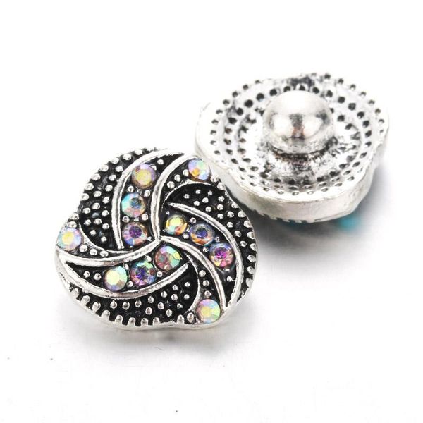 

10pcs lot windmill style snap jewelry 12mm snap buttons with rhinestone charm button fit snap bracelets bangles for women h sqcwpm