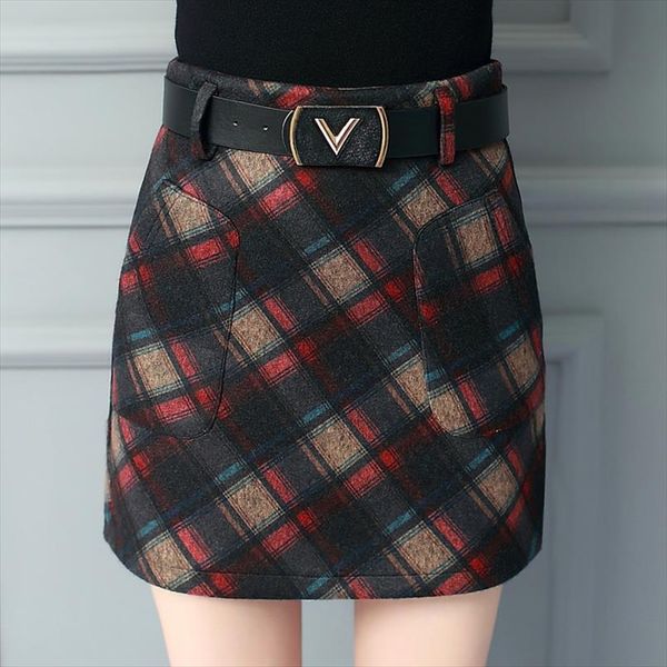 

2019 autumn winter women pleated long knitted skirt vintage mid calf a line skirts korean warm high waist umbrella skirts z157, Black