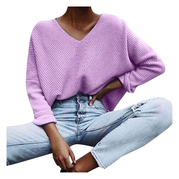 

womens new fashion sweater v neck long sleeve knitted sweater blouse fashion oversized pullover women's winter sweaters#p1, White;black
