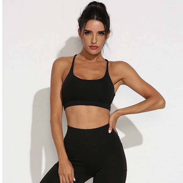 

women's moderate support cross-back yoga sports bra black, White;black