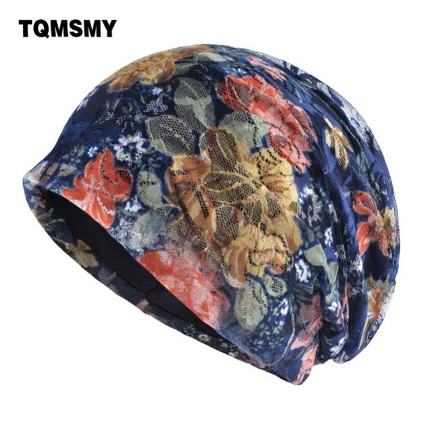 

beanie/skull caps tqmsmy casual women lace flower mesh beanie hat ladies knitted spring summer cap women's skullies gorro woman beanies, Blue;gray
