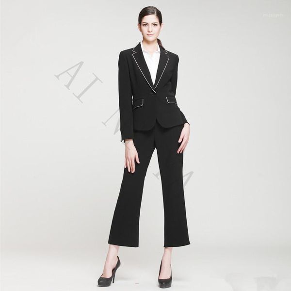 

fashion women's leisure suit soild color suit jacket and pants black female business office uniform style custom1, White