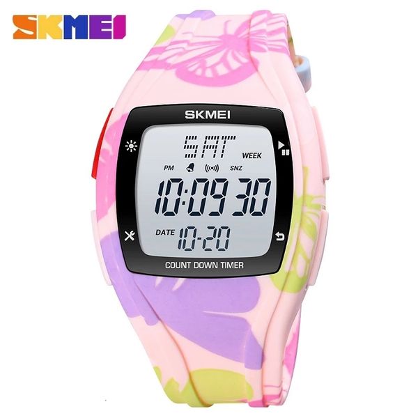 

skmei men's electronic led display watch outdoor sports trend universal watch countdown 50m waterproof alarm clock, Silver