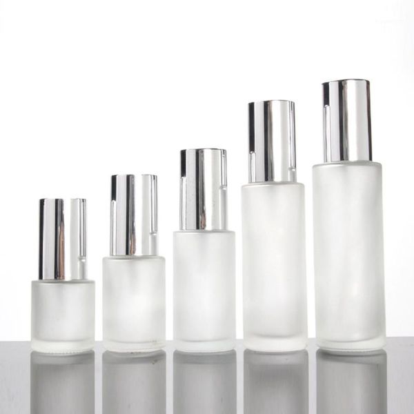 

glass clear frosted 60ml skincare packaging set with lotion/spray pump1