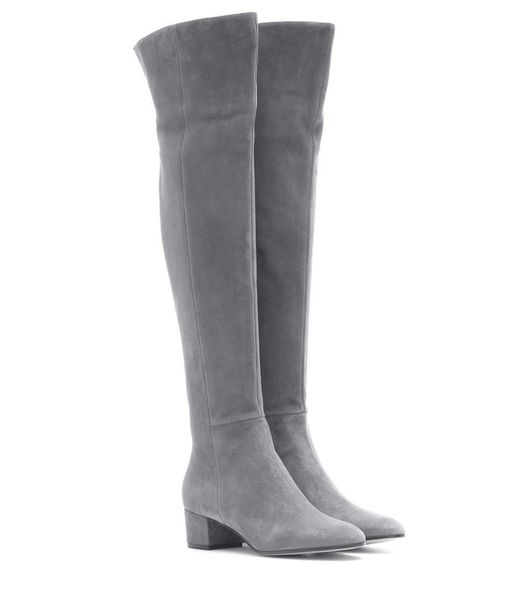 

2021 new autimn winter women's genuine leather heels black gray shoes woman on her knee high boots size 34-43 8gg0