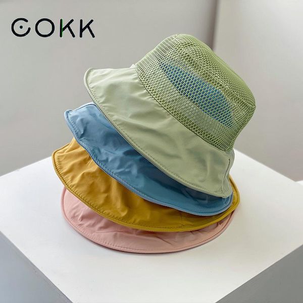 

cokk kids bucket hat summer hats for children girls boys baby fisherman cap mesh breathable sun hat sunshade suncreen beach hats swy sqcvci, Blue;gray