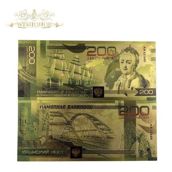 

10шт лот 2018 новый цвет россия золото банкноты 100 рубль банкноты в 24k gold поддельный бумажные деньги для подарка sqcslt pingtoy