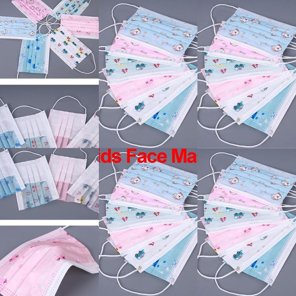 

student kids disposable face mask with elastic ear loop 3 ply breathable for blocking dust air anti pollution masks designer fashion d z3z1#