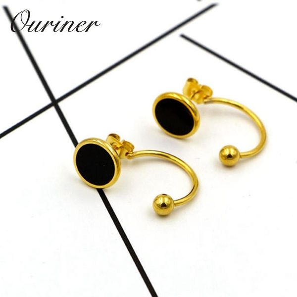 

женщины jewelry u дизайн сереги для женщин титан стал корейским модного mujer bijoux ювелирных изделий черного бисера шарики серьга e0010 yx, Golden;silver