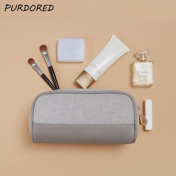 

purdored 1 pc large cosmetic bag waterproof pu leather travel makeupbag organizer case necessaries make up wash toiletry bag