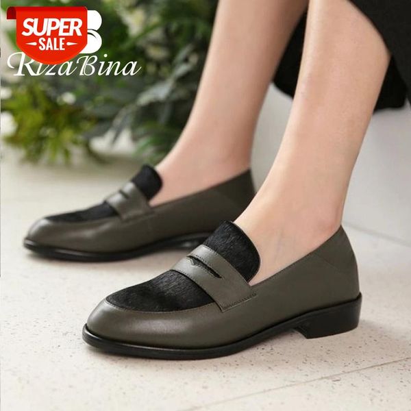 

rizabina women flat shoes genuine leather round toe women shoes fashion usual daily footwear size 34-40 #px4w