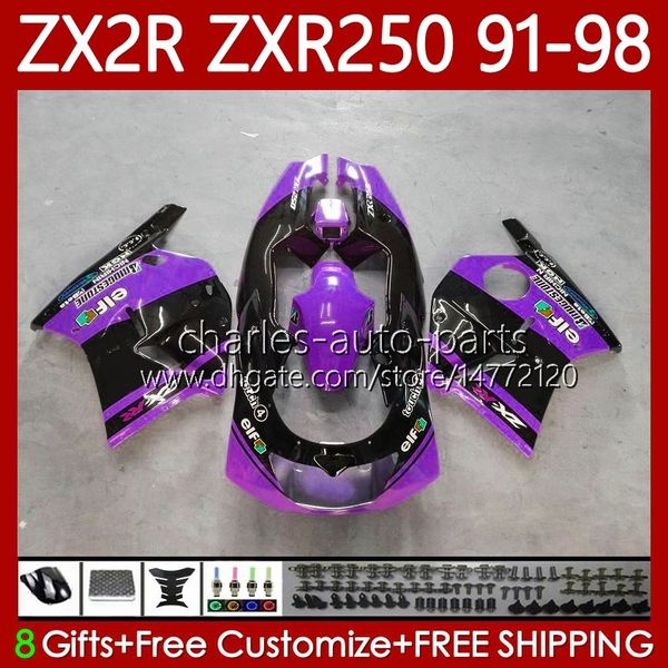 Тело для Kawasaki Ninja ZX2R ZXR250 ZX 2R 2 R R250 ZXR 250 89-98 85NO.18 ZX-2R ZXR-250 Purple Black 91 92 93 94 95 96 97 98 ZX-R250 1991 1992 1993 1994 1995 1996 1997 1997