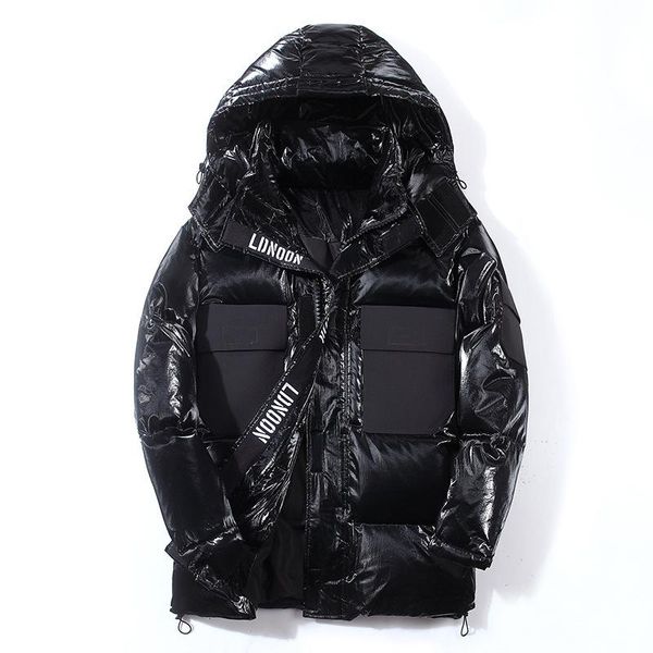 

men's white duck down jacket warm hooded thick puffer jacket coat male casual overcoat thermal winter parka men 3xl, Black