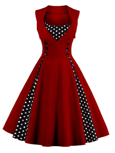 

2021 new thin spring dress plus size 5xl 6xl wave point dressed red sleeveless female fy475 ccm3, Black;gray