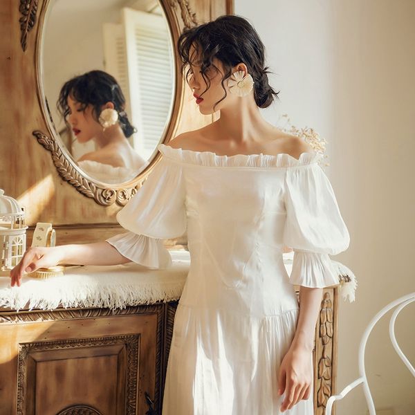 

white super fairy holiday skirtbeach skirt beach skirtone shoulderback dress fairy long summershoulder dress for women awm6a, Black;gray