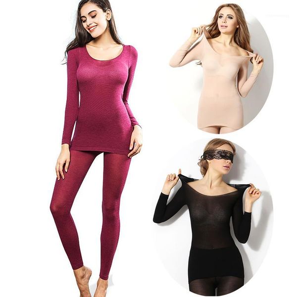 

3pcs/lot winter women long johns sets super elastic thin ladies ultrathin warm soft 37 degree thermal underwear seamless 3 sets1, Black;pink