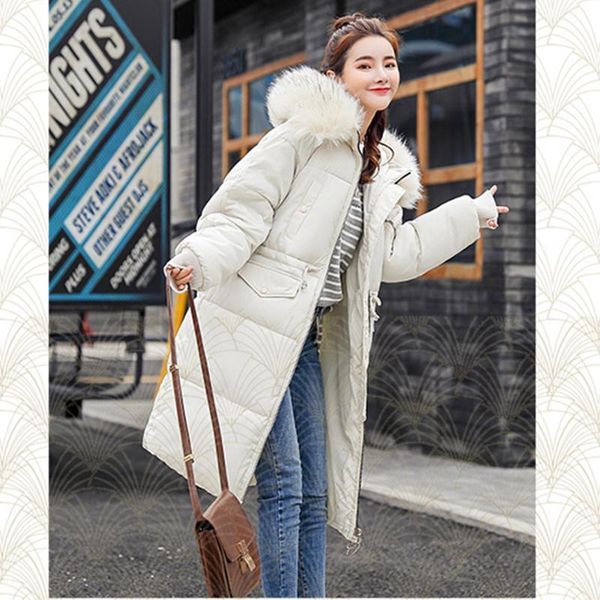 

winter cotton long sleeve women down jacket hooded big yards slim-fit pure color thick commuting down jacket1, Black