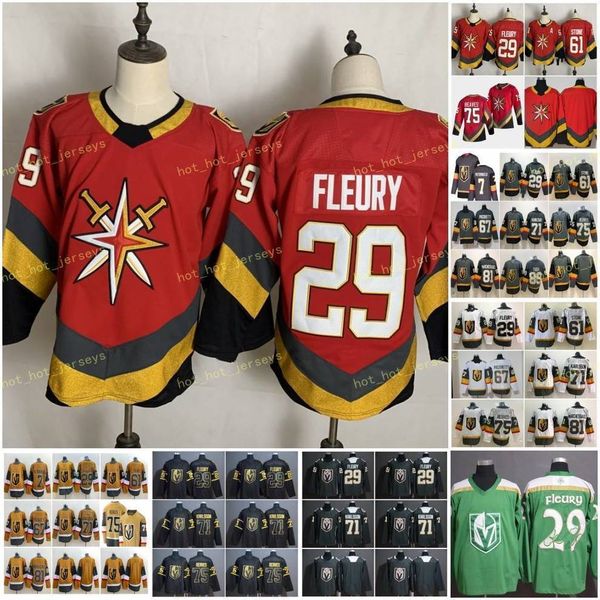 

2021 reverse retro gold third vegas golden knights 7 alex pietrangelo 29 marc-andre fleury 61 mark stone 71 william karlsson 75 ryan reaves, Black;red