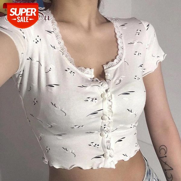

artsu sweet lace white crop graphic tees women casual streetwear summer stretch slim t-shirt femme basic tee shirt ts52190 #zf2b