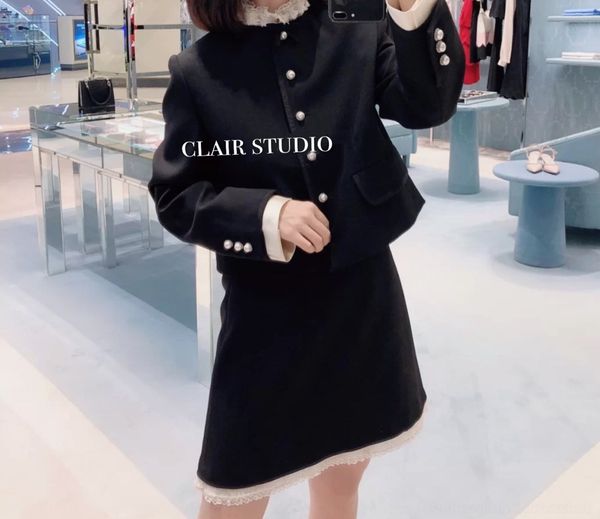 

ugngz miao2020 and autumn new style small fragrance coatwomen's coat pjicm style a-line skirt early half skirt set coatforeign, Gray