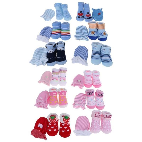 

baby cotton socks sets newborn kids socks +anti-scratch gloves boys girls baby's gift baby socks gloves prevent scratch face y201009, Pink;yellow