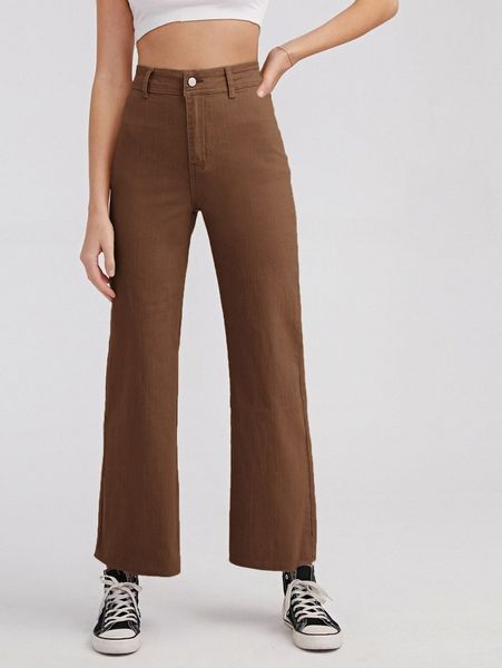 

high waist solid jeans l2d2#, Blue