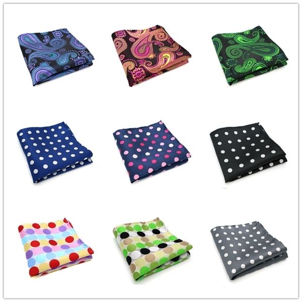 

61-80 vintage mens 100% silk handkerchiefs paisley stripes polka dots pocket squares for suits jackets wedding party business t200618, Blue;white