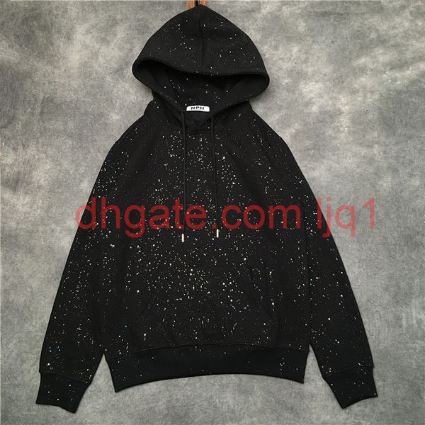 

19ss france italy new fashion paris spray paint print pullover cotton men women mens hoodies sweatshirts, Black