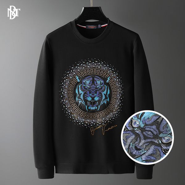 

men's new autumn and winter wear tiger collar, Black