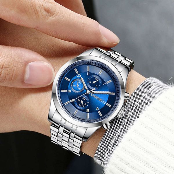 

steel band sports business fashion white men's luxury waterproof quartz watch at36, Slivery;brown