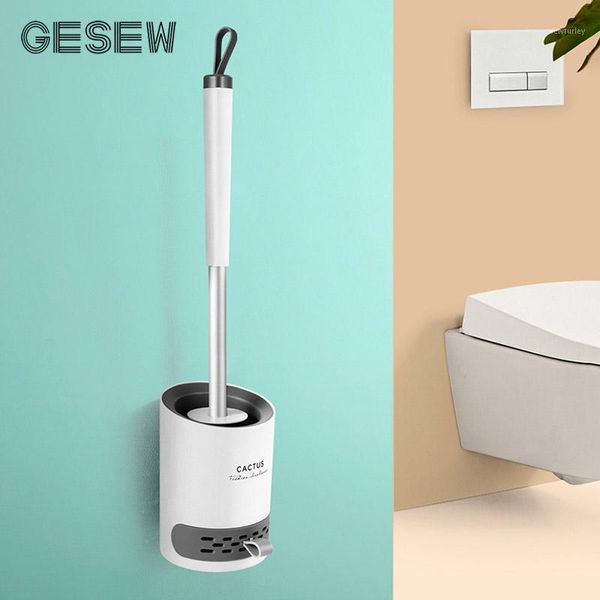 

bath accessory set gesew silicone toilet brush no dead angle cleaning punch-wc tool household bathroom accessories1