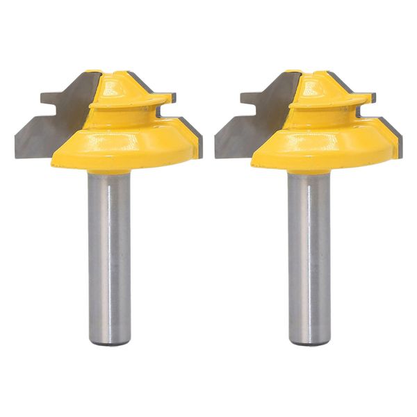 

2pcs 8mm shank 45 degree lock miter router bit tenon cutter woodworking tool