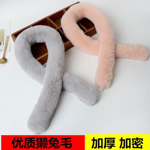 

korean new real rex rabbit hair scarf for women in autumn and winter, Blue;gray