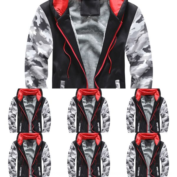 

с капюшоном молния кардиган свитер свитер на молнии sweaterautumn и зимний мужской камуфляж одежда корейский спорта мужские плюшевые утолщен, Black